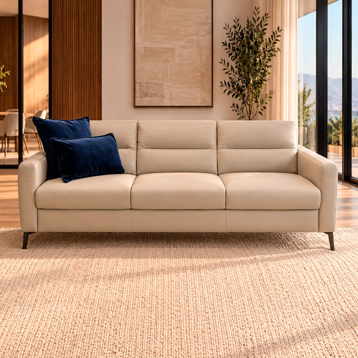 Sofá cama Fascino Natuzzi 3 plazas piel smoke