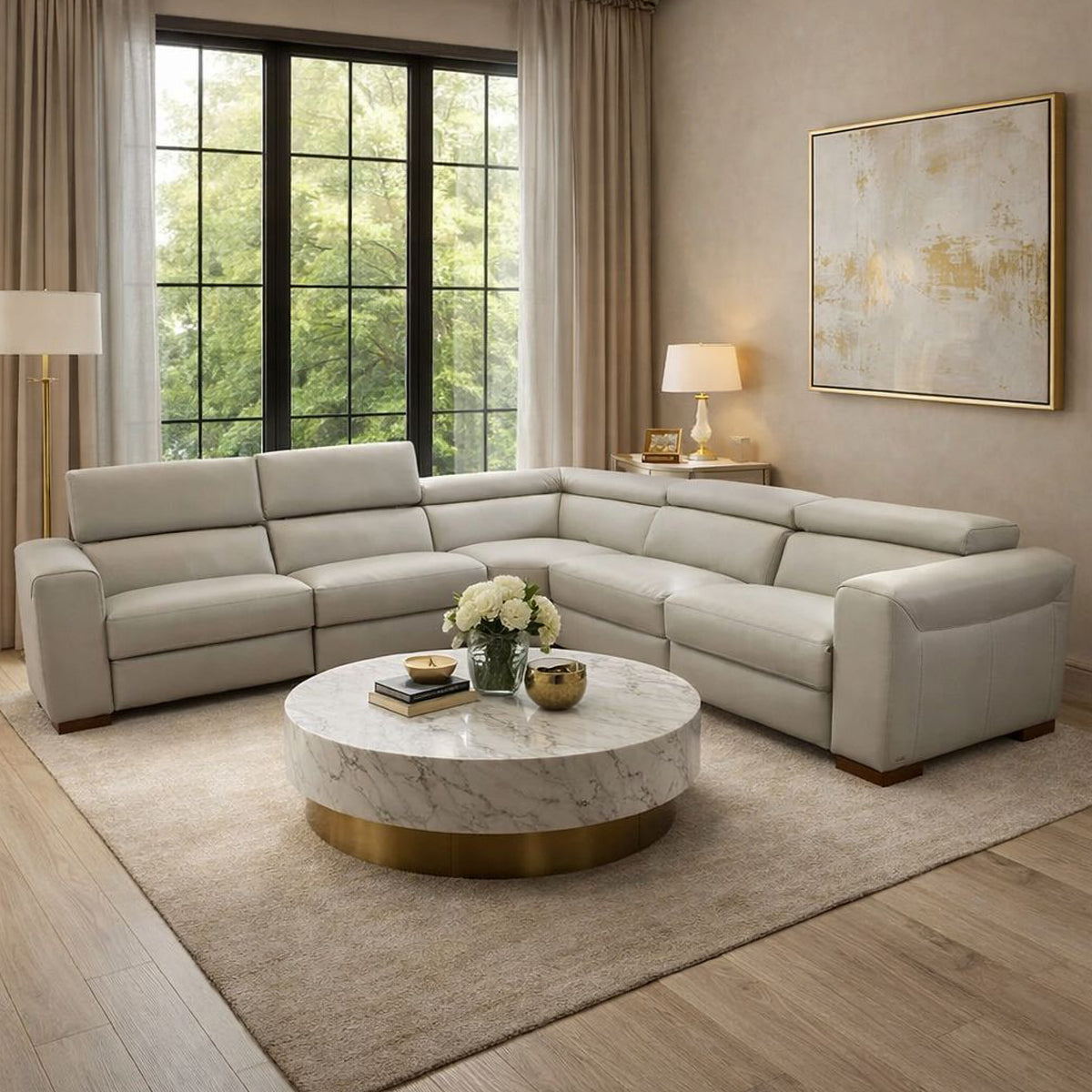 Esquinero Forza Natuzzi color gris 3 reclinables