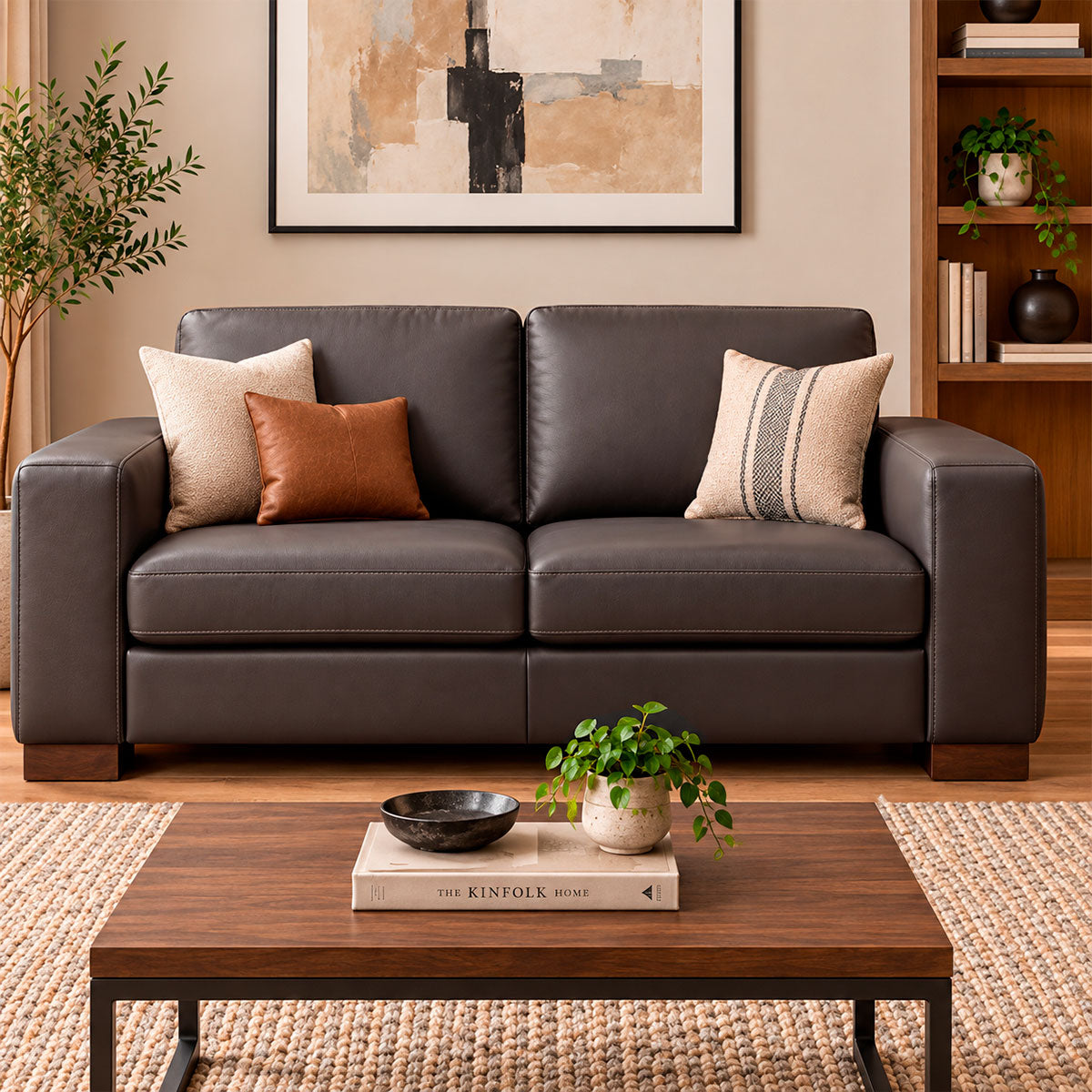 Love seat Marcos en piel café