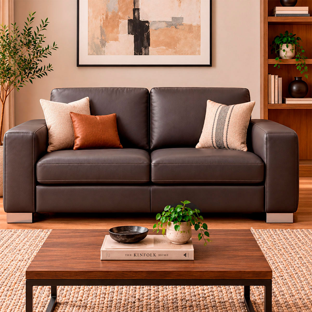 Love seat Marcos en piel café
