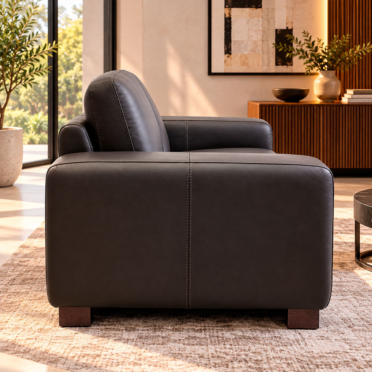 Love seat Marcos en piel café